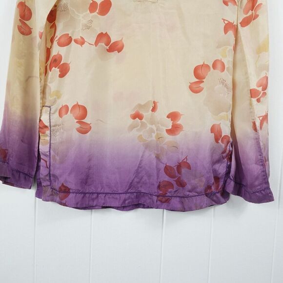 Lucky Brand Womens Silk Ombre Floral Top Small - Picture 5 of 9